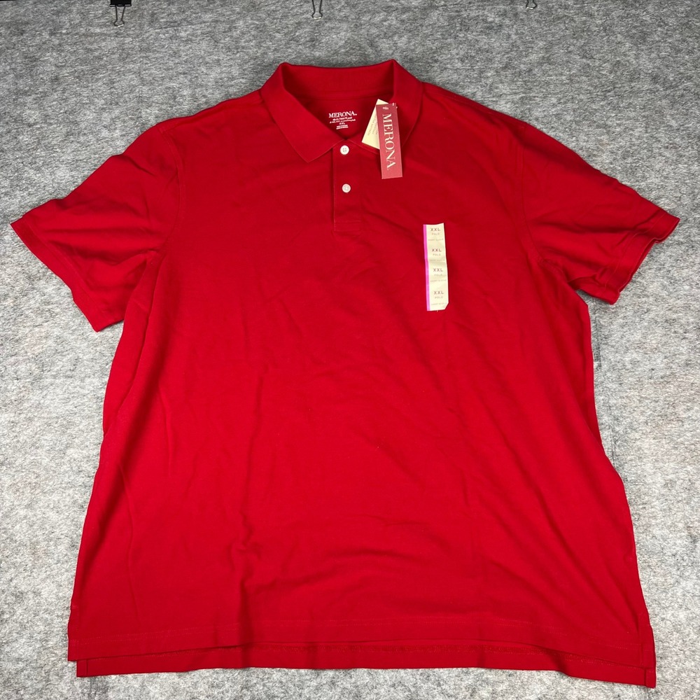 Merona Mens The Ultimate Polo Shirt‎ Red Velvet XXL Short Sleeve No Roll Collar